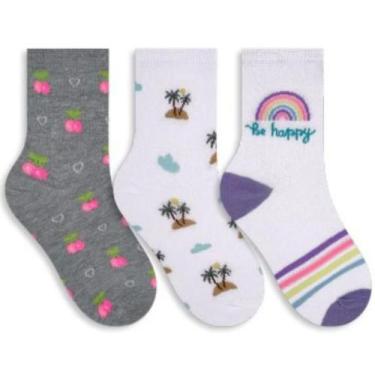 Imagem de Kit 3 pares de meia Feminina Selene estampada algodão 7451, Diversas, 