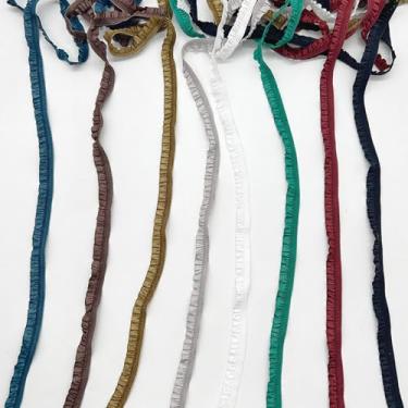 Imagem de Acabamento elástico de renda com babados, fita elástica de babados, 8 cores de 0,9 cm de largura, borda estreita de babados, fita de renda para roupas, fronhas e embrulho de presente (cor escura)