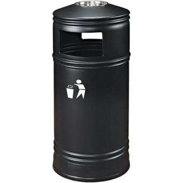 Imagem de Coletor De Lixo Longo Cilíndrico Longo Externo De Grande Capacidade Cinto De Metal Cinzeiro Lata De Lixo, Lata De Lixo Comercial Simples, Black