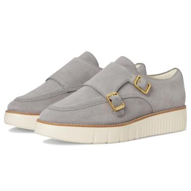 Imagem de Cole Haan Sapato Oxford feminino Grand City Platform Monk Strap, Camurça cinza geada/marfim, 40