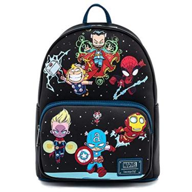 Imagem de Loungefly Bolsa feminina de ombro com alça dupla Marvel Chibi Group