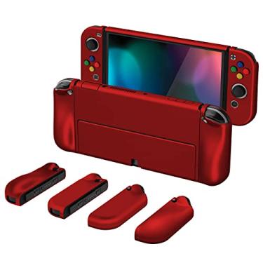 Imagem de PlayVital AlterGrips Protective Slim Case for Nintendo Switch OLED, Ergonomic Grip Cover for Joycon, Dockable Hard Shell for Switch OLED w/Thumb Grip Caps & Button Caps - Scarlet Red
