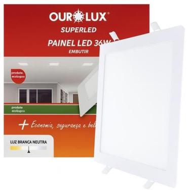 Imagem de Painel Plafon Quadrado Embutir 36w 40x40cm Luz Neutra 4000K - Ourolux