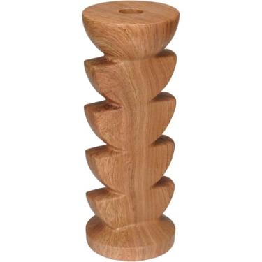 Imagem de CASTIÇAL PORTA VELA HOME&CO CERÂMICA 20X9X9CM ESTILO MADEIRA