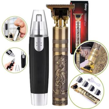 Imagem de Kit Maquina Dragão Cabelo Barba E Aparador De Pelo De Nariz - Generica