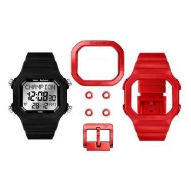 Imagem de Relogio champion digital troca pulseira yot cp40180v, PRETO/VERMELHO