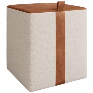 Imagem de Puff decorativo JM Acessórios Amsterdam quadrado em tecido linho bege