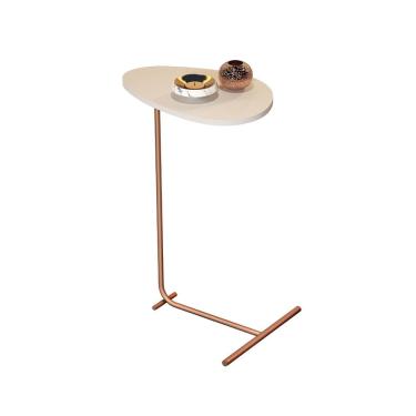 Imagem de Mesa de Apoio Sofa Organic Off White Pe Bronze - Moveis JB