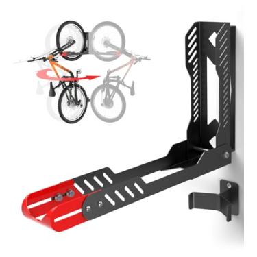 Imagem de ALIXUEQIN Suporte de parede giratório para bicicleta, suporte de garagem com economia de espaço, sem necessidade de levantamento de peso, suporte de parede vertical para bicicleta comporta até 35 kg
