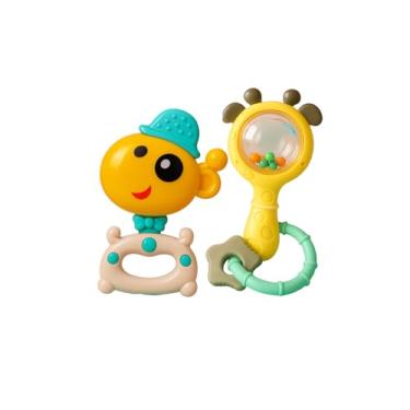 Imagem de Chocalho e Mordedor Giraffa Acrilico e Morderdor Sensorial BPA Free Kit com 2 Unidades +3 Meses Brinquedos para Bebês Brinquedo Para Bebê