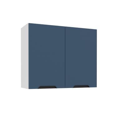 Imagem de Armário Aéreo 2 Portas 80cm Meena Politorno Móveis - Branco com Azul