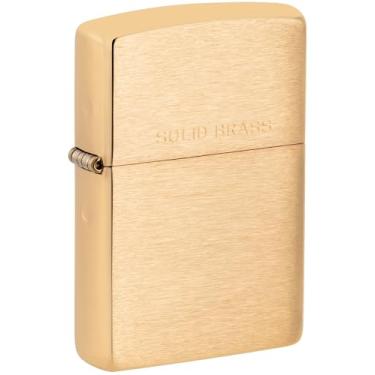 Imagem de (Classic, Brushed Brass with Solid Brass) - Zippo 204 Windproof Brushed Brass with Solid Brass Engraved Lighter