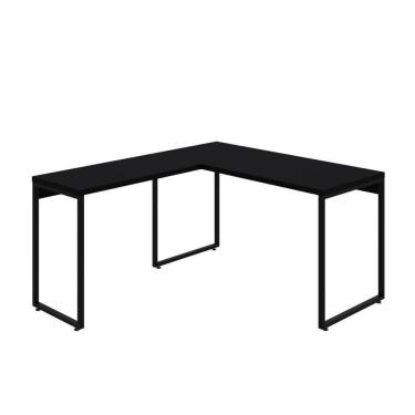 Imagem de Mesa Em L Kuadra Office 135x150x75cm Preto ônix - Preto ônix -