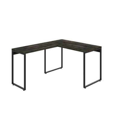 Imagem de Mesa Em L Kuadra Office 120x150x75cm Carvalho Dark - Carvalho Dark -