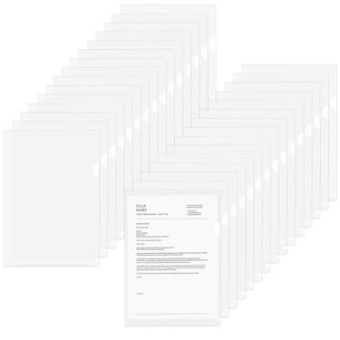 Imagem de VANRA Pacote com 30 pastas de documentos transparentes bolsos de poliéster para papel tamanho carta A4, pasta de plástico para escola, escritório, sala de aula, transparente