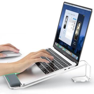Imagem de Suporte de laptop de acrílico para mesa, suporte de laptop com suporte de pulso, suporte ergonômico removível para laptop, protable de acrílico, suporte de computador para laptops MacBook Air Pro, HP