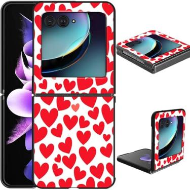 Imagem de GFRGTFHYT Capa para celular Motorola Razr 2025/2024 para Moto Razr 60/50 5G Slim Lightweight Hard PC Flip Cover com design de coração de amor, capa protetora à prova de choque para Moto Razr 2025