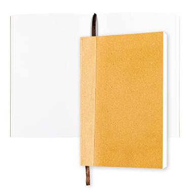 Imagem de moonster Papel de caderno de diário em branco – Refil de diário A5 – para diário de couro recarregável – Inserções fresadas premium, caderno de esboço em branco, bloco de notas sem forro 21,5 x 14,8 cm, com 320 páginas de 70 g/m² e marcador de página