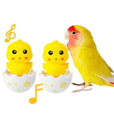 Imagem de Brinquedo de copo de pássaro com sino dentro, brinquedo interativo de treinamento de inteligência para papagaio, periquito, calopsita, cacatua, conure, cinza africano, design de animal fofo (2, frango