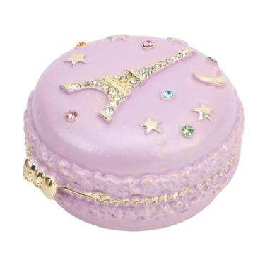 Imagem de Fabater Caixa de Jóias de Metal Vintage, Requintada Encantadora Caixa de Bugigangas de Macarão de Esmalte, Shingled Shinged Shinged Shingled Shinged Shings, Girl Colar Anel Brincos (Roxo)