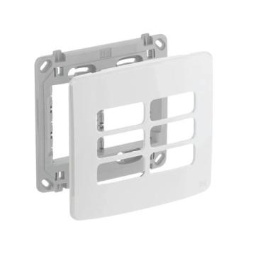 Imagem de Placa 4x4 6 posições branco + suporte composé - weg