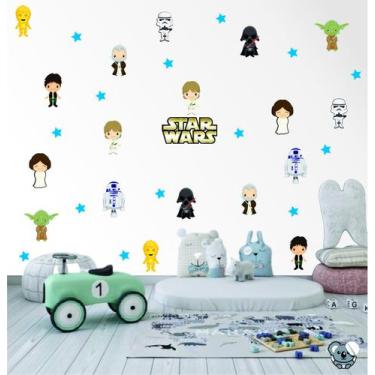 Imagem de Adesivo De Parede Infantil Star Wars Cute Baby Miniaturas - Colakoala 