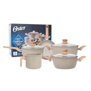Imagem de OSTER JOGO DE PANELAS E LEITEIRA MARBLE EDITION CINZA DUST – 5 PEÇAS COM REVESTIMENTO CERÂMICO ANTIADERENTE, ALÇAS EM SILICONE ANTITÉRMICO E BASE COMPATÍVEL COM INDUÇÃO