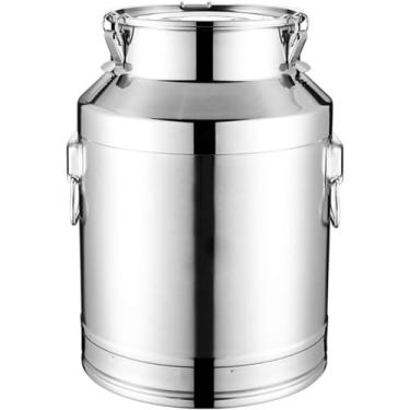 Imagem de Barris De Transporte De Leite Com Vedação De Silicone, 201 Balde De Vinho De Leite C De Aço Inoxidável Balde De Pote De Laticínios Jarro De óleo Para Armazenamento De Líquidos, 35L