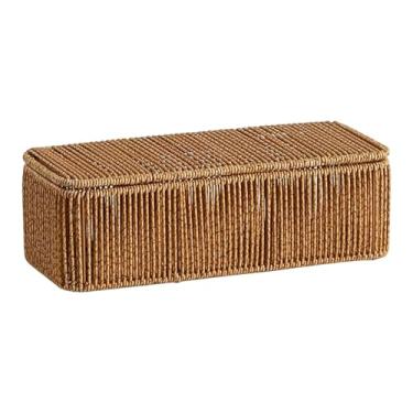 Imagem de Ｂｅｓｇａ Cesta de Vime Sintético, Cesta de Armazenamento de Vime com Tampa, Organizador de Brinquedos E Lanches, 31 Cm X 13 Cm X 10