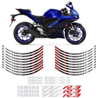 Imagem de Apliques Roda Yamaha Yzf R3 Prata Frisos Refletivos - SPORTINOX, YZF R