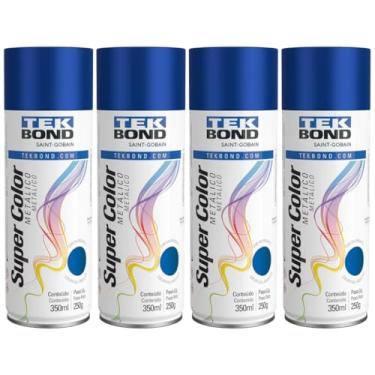 Imagem de Kit 4 Tintas Spray Azul Metálico Aerossol Tekbond 350ml/250g