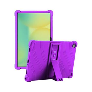 Imagem de Capa para Samsung Galaxy Tab A9+/A11 Plus 28 cm 2024/2023 (modelo: SM-X210/SM-X216/SM-X218) - Capa de silicone líquido à prova de choque com suporte integrado ajustável de 3+ vários ângulos (roxo)