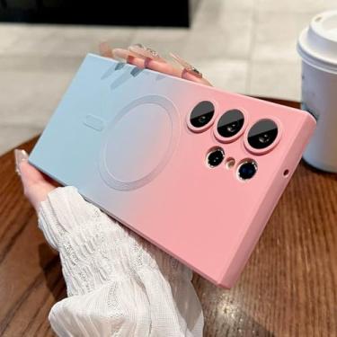 Imagem de HJZSZX Para Samsung S23 FE Luxury Magnetic Gradient Case Capa de silicone à prova de choque (para Samsung S23 FE/rosa)
