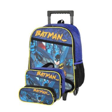 Imagem de Mochila Escolar Rodinhas Batman + Lancheira Térmica + Estojo - Luxcel,