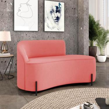 Imagem de Sofá 2 Lugares Orgânico 140cm Pé Ferro Preto Morgan Suede Rosê - D Ros