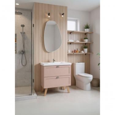 Imagem de Gabinete Para Banheiro Com Cuba E Espelho Organico 80cm Retro Mdf Rosa Milano - On Móveis