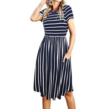 Imagem de Vestido Simier Fairy Modest Business Work Casual Listrado - Simier Far