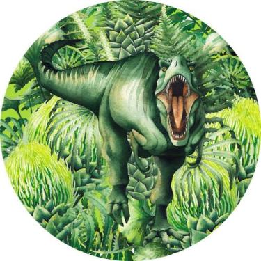 Imagem de Painel de Tecido Sublimado Redondo Dinossauro Aquarela Selva Camuflage