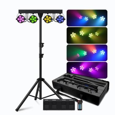 Imagem de Pacote de luzes de DJ Telbum RGBW, iluminação de palco LED com suporte