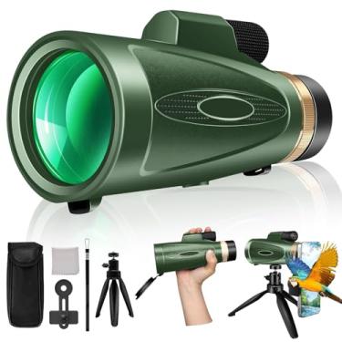 Imagem de Telescópio monocular, monóculos de alta potência 80 x 100 para adultos com tripé, monóculo para smartphone, adequado para observação de pássaros, monóculos de visão maior para adultos com prisma BAK4