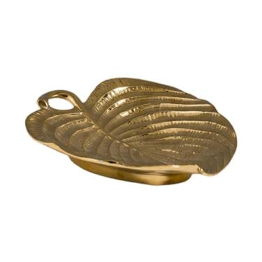 Imagem de UGPLM Bandeja para joias com folhas, prato para servir, prato para lanche, porta-chaves elegante, para brincos, armários de mesa, penteadeira para casa, 19.7 Cm X 17 Cm X