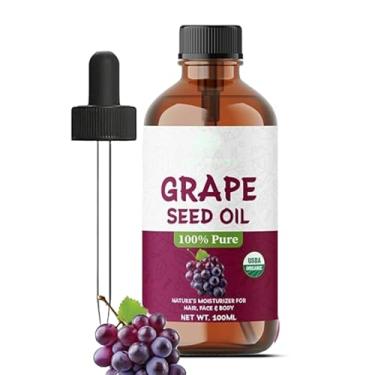 Imagem de ABBASI & CO Óleo orgânico de semente de uva 100 ml - Óleo transportador prensado a frio 100% puro para pele, cabelo e aromaterapia, hidratante e nutritivo, vegano e livre de crueldade