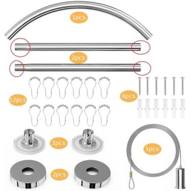 Imagem de Sikaiqi Suporte extensível para varão de cortina de banheiro em forma de L inoxidável 304 (formato de diamante-branco)