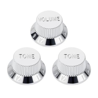 Imagem de Banworks Maçanetas de controle de guitarra elétrica Imperial de 24 estrias 2 tons e 1 volume de 6 mm (15/162.6 cm) para guitarras elétricas Fender Strat ST, pacote com 3 JT/XN-06 cromadas