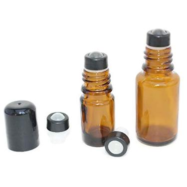 Imagem de Enchimentos de rolo de óleo essencial para garrafas de óleo essencial de 5 e 15 ml. Bola de vidro à prova de vazamento com anéis de encaixe removíveis. Ótimo para óleos, misturas e faça você mesmo, 12 Pack