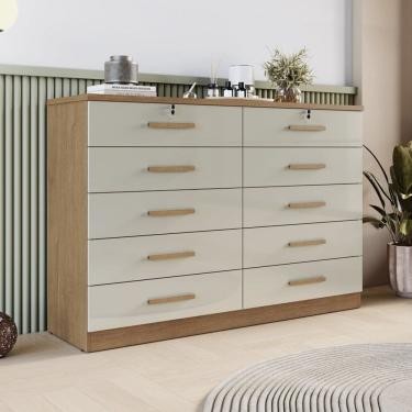Imagem de Cômoda para Quarto 10 Gavetas Genova Cumaru / Cinza
