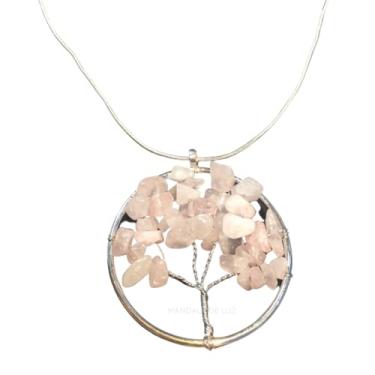 Imagem de Colar Árvore da Vida Quartzo Rosa Indiano Banhado a Prata