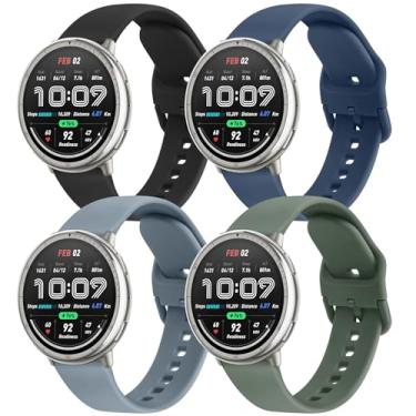 Imagem de Pacote com 4 pulseiras compatíveis com Amazfit Active 2/Active Watch Women Men, pulseira de substituição macia para Amazfit GTS 4 3 2 2e/GTS 4 2 Mini/GTR mini/Bip 3/3 Pro/Bip U Pro/Bip S Lite (A)