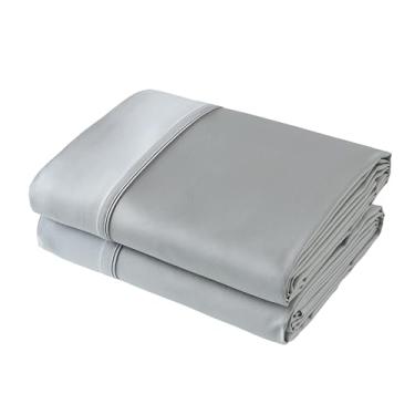 Imagem de Pacote com apenas 2 lençóis, solteiro, 400 fios, 100% algodão egípcio - resistente a rugas, desbotamento, manchas (cinza, solteiro, pacote com 2)