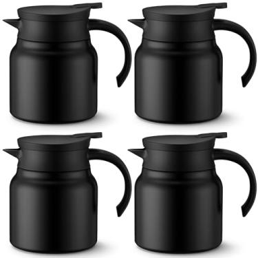 Imagem de Ziliny 4 garrafas térmicas de café para manter quente/frio de aço inoxidável de 765 g, recipiente pequeno de creme de café, parede dupla, isolamento a vácuo, bule de chá, dispensador de bebidas para
